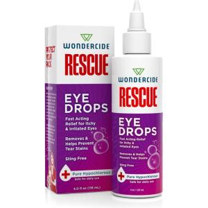 Wondercide Rescue – Eye Drops and Wash for Pets – Relief for Dogs and Cats from Allergies, Itchy Red Irritated Eyes, Discharge – with Pure Hypochlorous – 4 oz