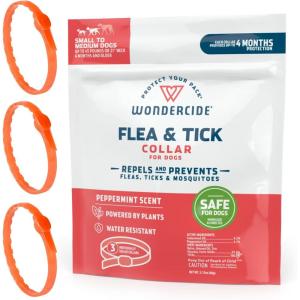 Wondercide Dog Collar – Flea, Tick, and Mosquito Repellent for Dogs – with Natural Essential Oils – Up to 4 Months Protection – Small Medium(3 Collars)